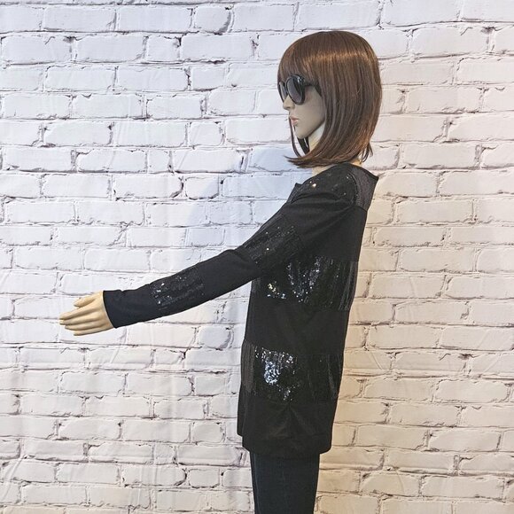 VIVIENNE TAM, Long sleeve black striped sequin top - Picture 9 of 11